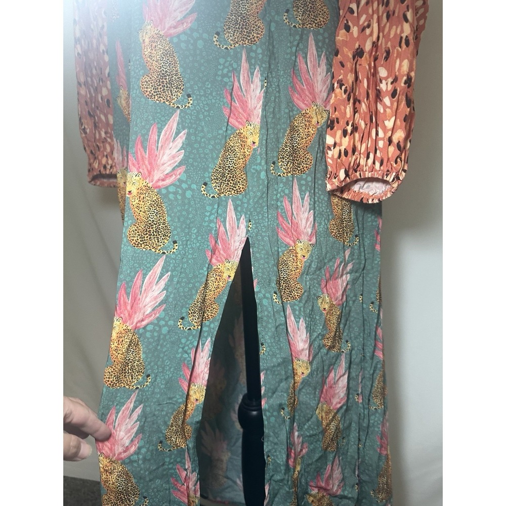 Never Fully Dressed Colorful Cheetah Long Sleeve Midi Modest Dress US 6 - Picture 8 of 16